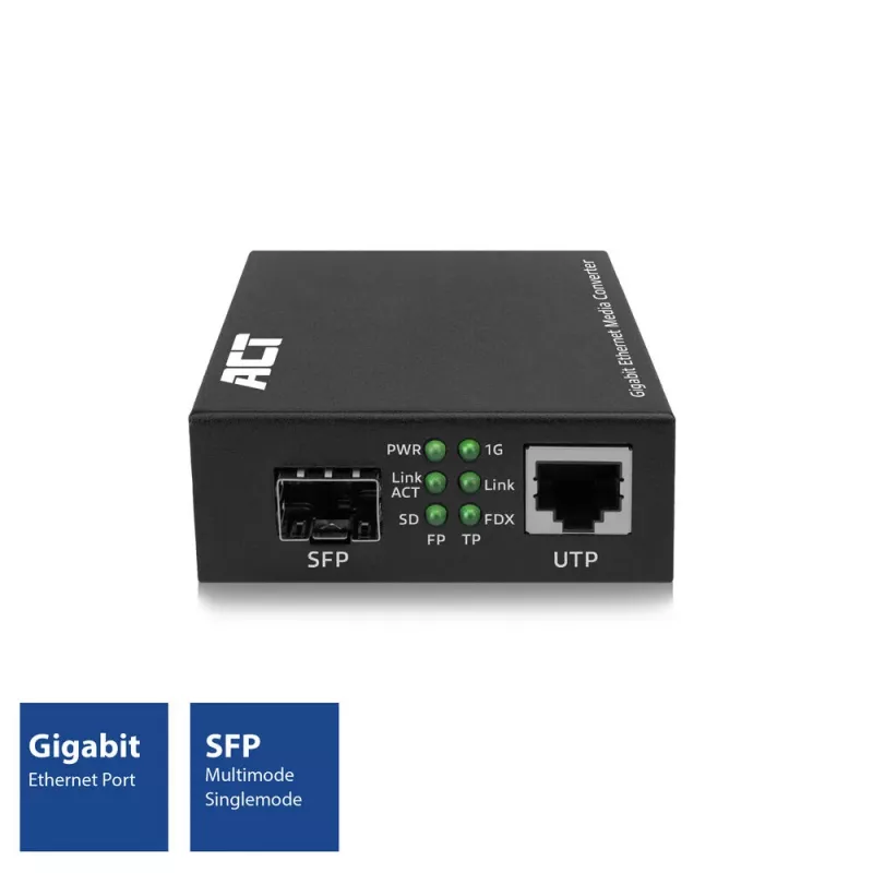 ACT AC4451 tīkla mediju pārveidotājs 1000 Mbit/s vienmodas daudzmodu melns