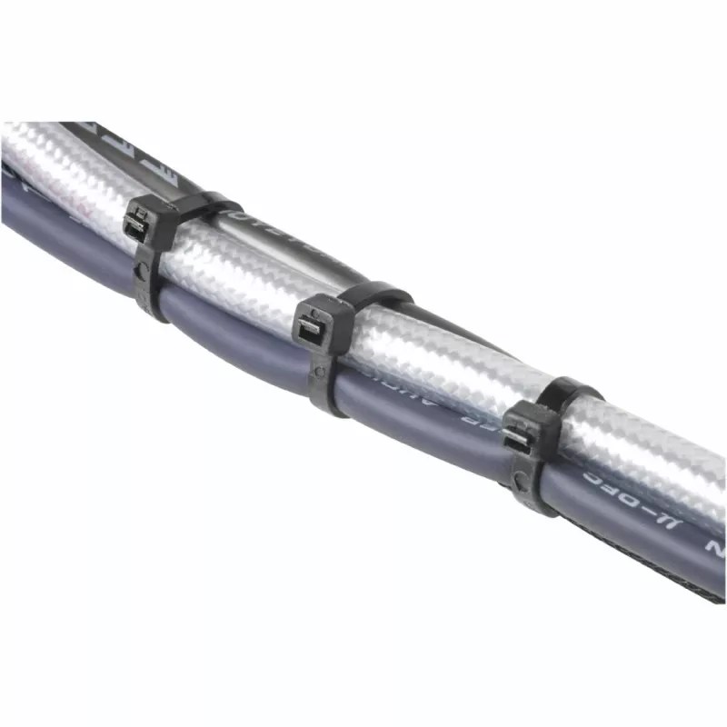 Hama 00221002 kabeļu saites ar līmlenti, plastmasa, melna, 150 gab.