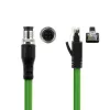 ACT Industrial sensora kabelis 3.00 m, M12D 4-pin tēviņš taisnleņķa uz RJ45 tēviņš, Superflex Xtreme TPE, ekranēts