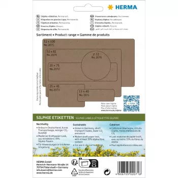 HERMA 2071 pašlīmējošā etiķete Noapaļots taisnstūris Pastāvīga līme Brūna 12x40mm 672 gab.
