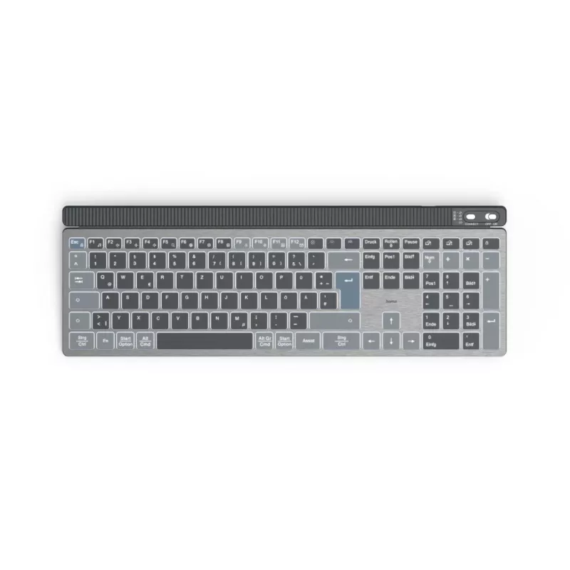Hama WK-750 bezvadu tastatūra Home/Office Bluetooth QWERTZ vācu izkārtojums Antracīta, Melna, Zila