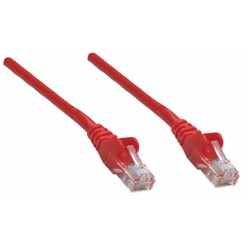 Intellinet tīkla vads, Cat5e, 7,5 m, sarkans, CCA, U/UTP, PVC, RJ45, apzeltīti kontakti, bezķēdes, ar aizsargvāciņu, mūža garantija