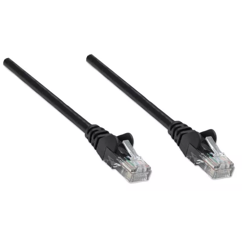 Intellinet tīkla vads, Cat5e, 5m, Melns, CCA, U/UTP, PVC, RJ45, zeltīti kontakti, Snagless, Booted, Mūža garantija