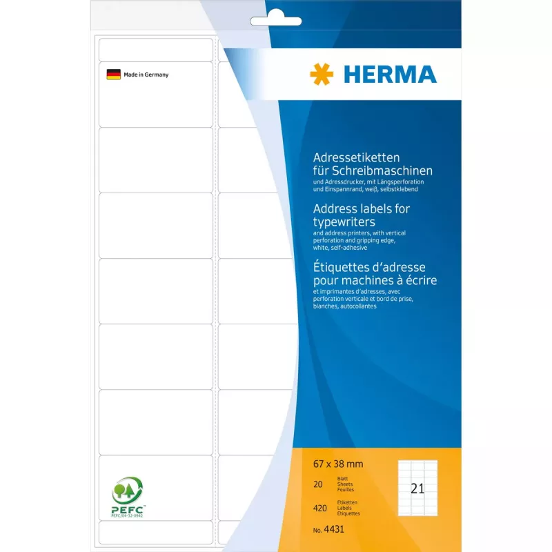 Adrešu uzlīmes rakstāmmašīnām HERMA 4431