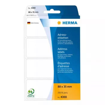 Adrešu etiķetes HERMA nepārtrauktās salocītās 88x35 mm balts papīrs matēts 250 gab.