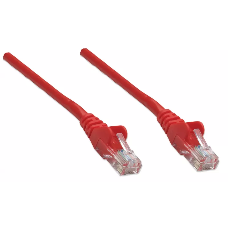 Intellinet tīkla vads, Cat5e, 1,5m, Sarkans, CCA, U/UTP, PVC, RJ45, apzeltīti kontakti, aizsargāts pret aizķeršanos, ar aizsargvāciņu, mūža garantija