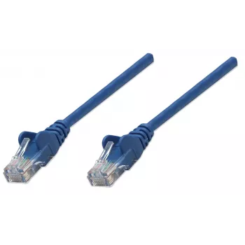 Intellinet tīkla vads, Cat5e, 1.5m, zils, CCA, U/UTP, PVC, RJ45, apzeltīti kontakti, bezķēdes, ar aizsargvāciņu, mūža garantija
