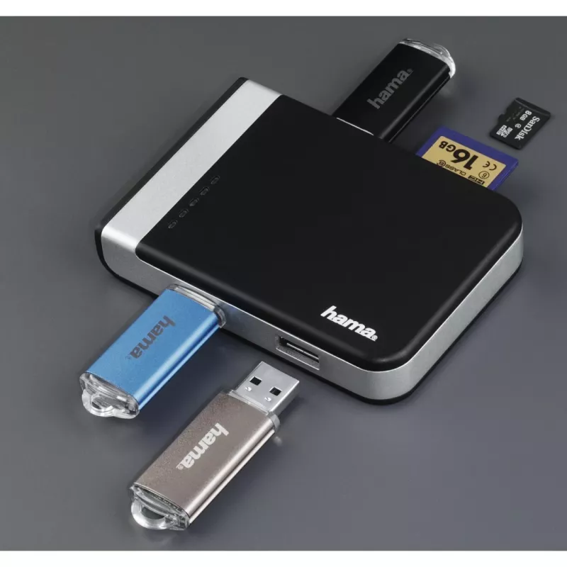 Hama 00054546 karšu lasītājs USB 3.2 Gen 1 (3.1 Gen 1) Type-A/Type-C Melns, Sudrabs
