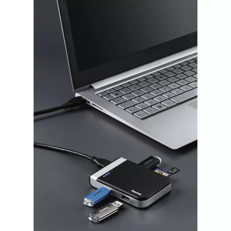 Hama 00054546 karšu lasītājs USB 3.2 Gen 1 (3.1 Gen 1) Type-A/Type-C Melns, Sudrabs