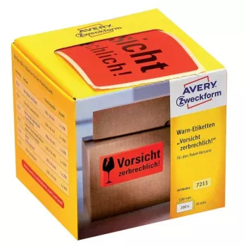 Pašlīmējošā etiķete Avery 7211 Noapaļots taisnstūris Sarkanā krāsā