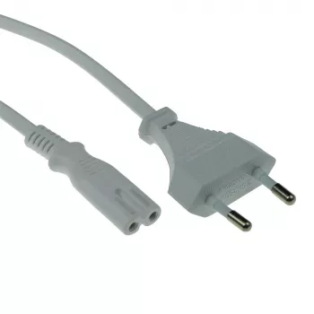 Strāvas kabelis Euro Male - C7 Female Balts 3m ACT Powercord AK5241