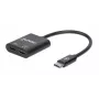 Manhattan USB-C Audio Adapter ar USB-C (Power Delivery), Melns, 480 Mbps (USB 2.0), Kabelis 11 cm, Power Delivery līdz 60 W, Trīs gadu garantija