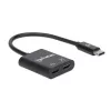 Manhattan USB-C Audio Adapter ar USB-C (Power Delivery), Melns, 480 Mbps (USB 2.0), Kabelis 11 cm, Power Delivery līdz 60 W, Trīs gadu garantija