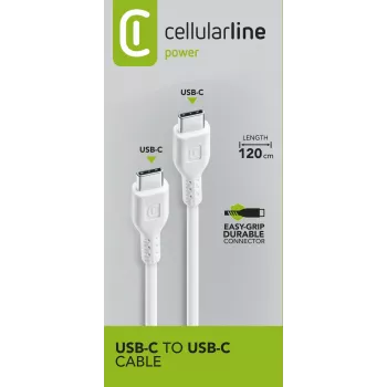 Cellularline Power Cable 120cm - USB-C uz USB-C kabelis uzlādei un datu pārsūtīšanai