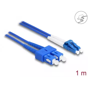 DeLOCK optiskās šķiedras kabelis LC Duplex uz SC Duplex vienmodas OS2 1 m