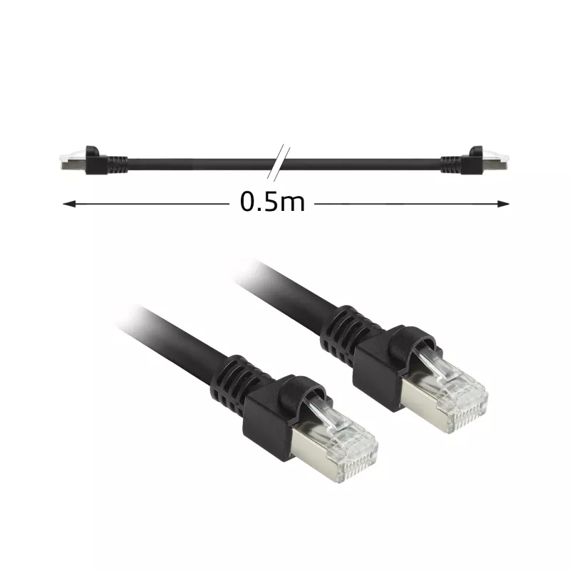 ACT Black 0,5 m S/FTP CAT7 PUR elastīgais patch kabelis ar RJ45 savienotājiem (saderīgs ar CAT6A)