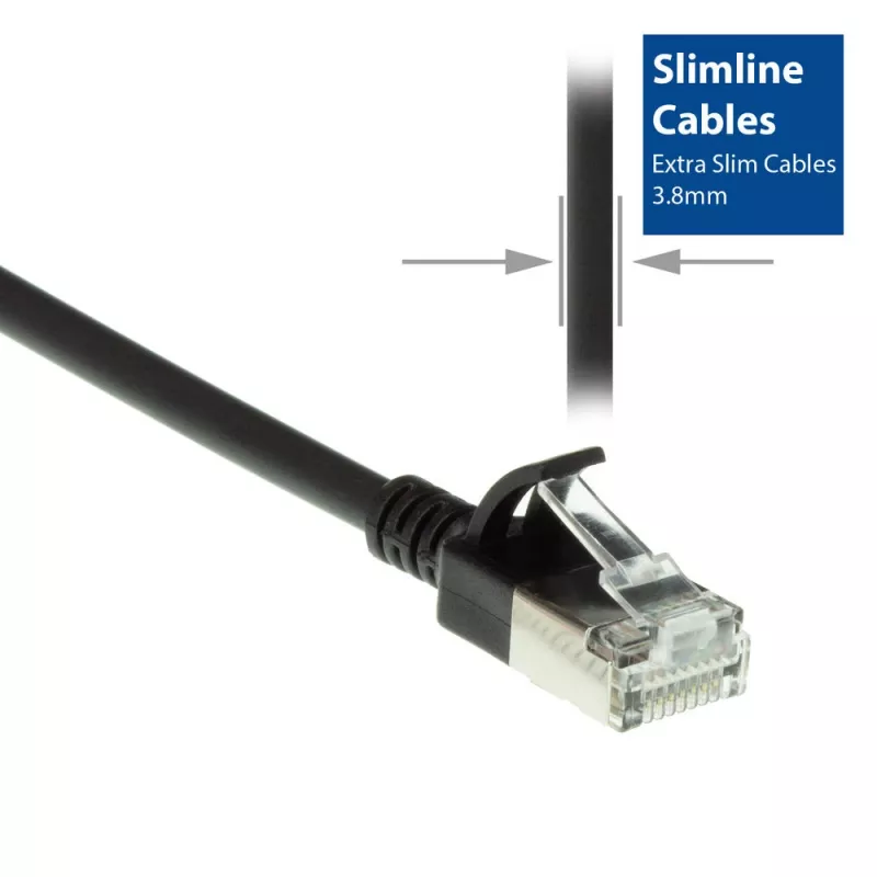 ACT Black 7 m LSZH U/FTP CAT6A datacenter plānveida savienojuma kabelis ar aizsargātiem RJ45 savienotājiem