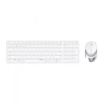 Rapoo 9750M Bezvadu tastatūra un pele, Bluetooth, QWERTZ, vācu, balta