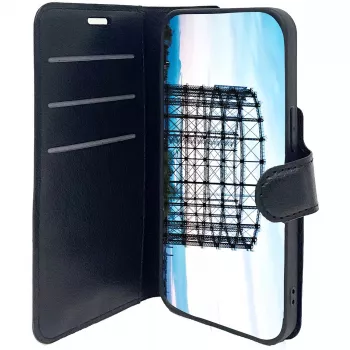 JT Berlin Schöneberg 10867 grāmatveida maciņš Apple iPhone 14, melns