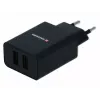 Lādētājs SWISSTEN Travel Charger SW-21A105W-BK, 2×USB, 2.1A uz portu (10.5W kopā)