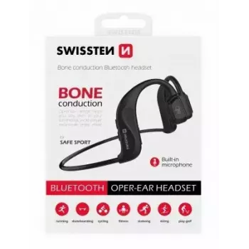 Austiņas Swissten Bone Conduction Bluetooth V5.0 Melnas