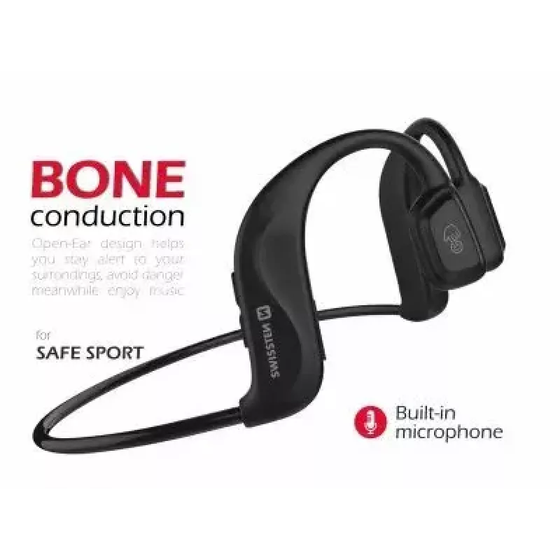 Austiņas Swissten Bone Conduction Bluetooth V5.0 Melnas