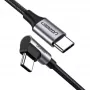 Ugreen 50123 USB-C kabelis 1 m, 90° leņķa savienotājs, melns/sudrabs