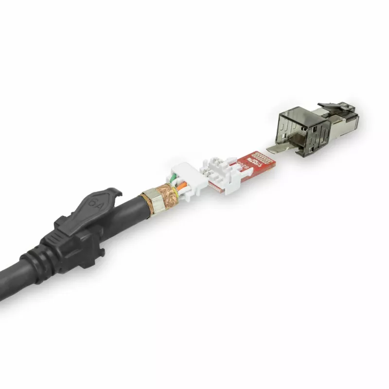 ACT Black 1m CAT6A S/FTP IDC 4PPoE / PoE++ 100W LSZH lēciena vads ar RJ45 savienotājiem