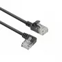 ACT Black 2 m U/UTP CAT6A LSZH plānā savienojuma kabelis ar RJ45 savienotājiem 90° leņķī pa kreisi un taisnu