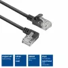 ACT Black 2 m U/UTP CAT6A LSZH plānā savienojuma kabelis ar RJ45 savienotājiem 90° leņķī pa kreisi un taisnu