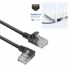 ACT Black 2 m U/UTP CAT6A LSZH plānā savienojuma kabelis ar RJ45 savienotājiem 90° leņķī pa kreisi un taisnu