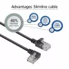 ACT Black 2 m U/UTP CAT6A LSZH plānā savienojuma kabelis ar RJ45 savienotājiem 90° leņķī pa kreisi un taisnu