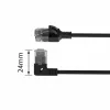 ACT Black 1.5 m U/UTP CAT6A LSZH plāns savienojuma kabelis ar RJ45 savienotājiem 90° leņķī pa kreisi uz taisnu