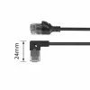 ACT Black 1m Cat6A U/UTP LSZH Slimline patch kabelis ar RJ45 90° leņķa labo un taisno savienotāju