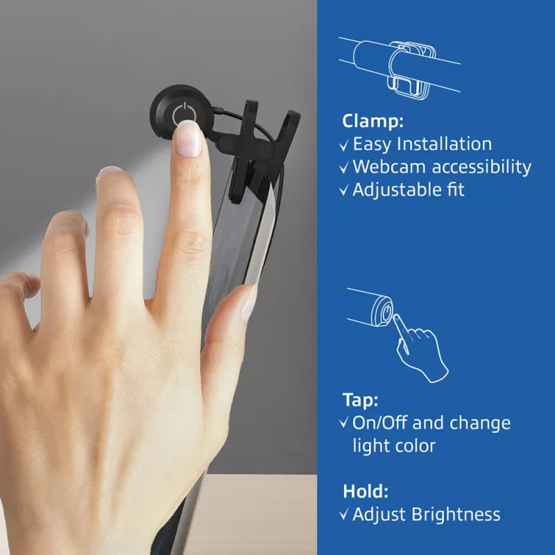 ACT AC8050 Clip-on LED gaismas josla klēpjdatoram, regulējama, USB barošana