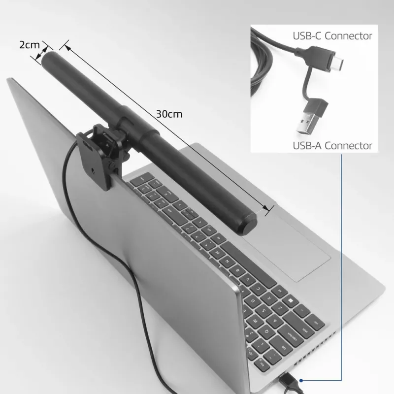 ACT AC8050 Clip-on LED gaismas josla klēpjdatoram, regulējama, USB barošana