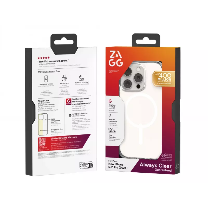 ZAGG Cases Crystal Palace Snap Apple iPhone 16 Pro Caurspīdīgs