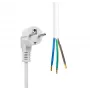 Microconnect MC-PE003SCHW-OE Schuko strāvas kabelis ar atvērtu galu, 3 m, balts