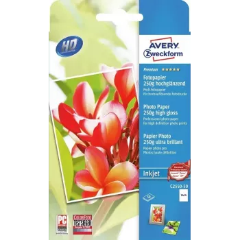 Foto papīrs Avery C2550-50, 250 g/m², spīdīgs, 50 loksnes