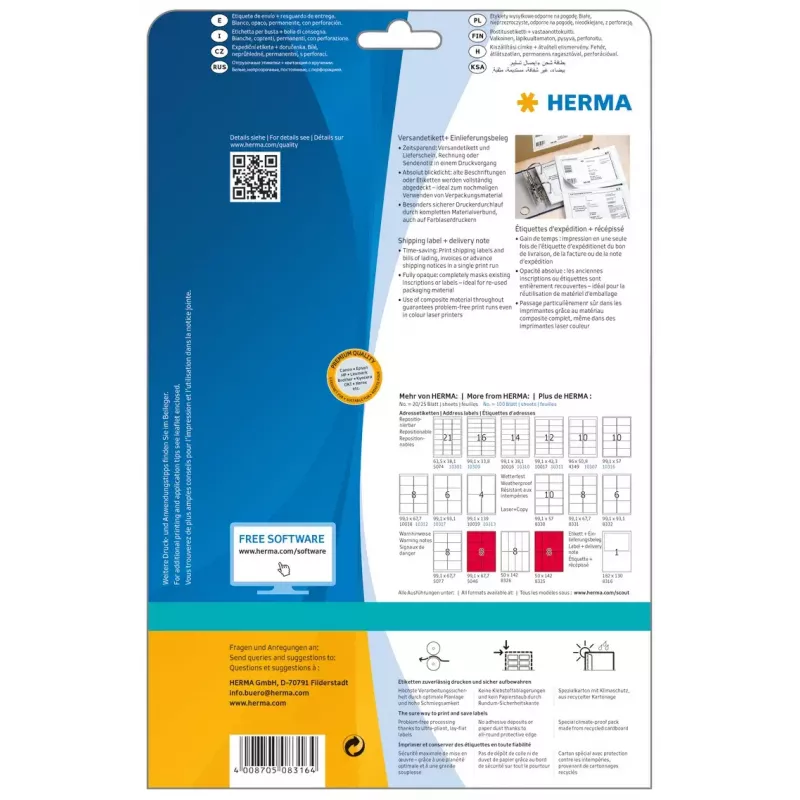 Nosūtīšanas etiķete + piegādes pavadzīme HERMA 8316