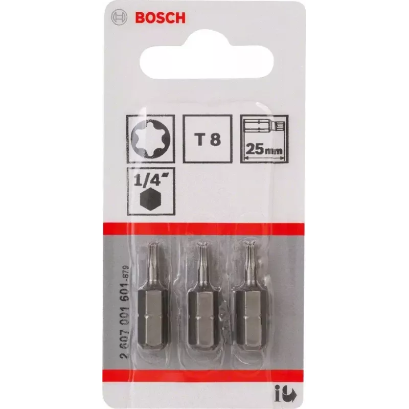 Uzgriežņu uzgalis Bosch 2607001601 T8 īpaši ciets 3 gab. 25 mm