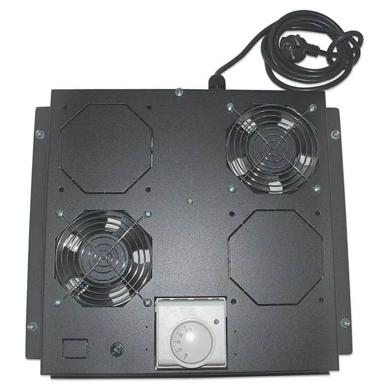 Intellinet ventilācijas ierīce 2 ventilatoriem 19 inch statīviem, jumta montāža, ar termostatu, melna