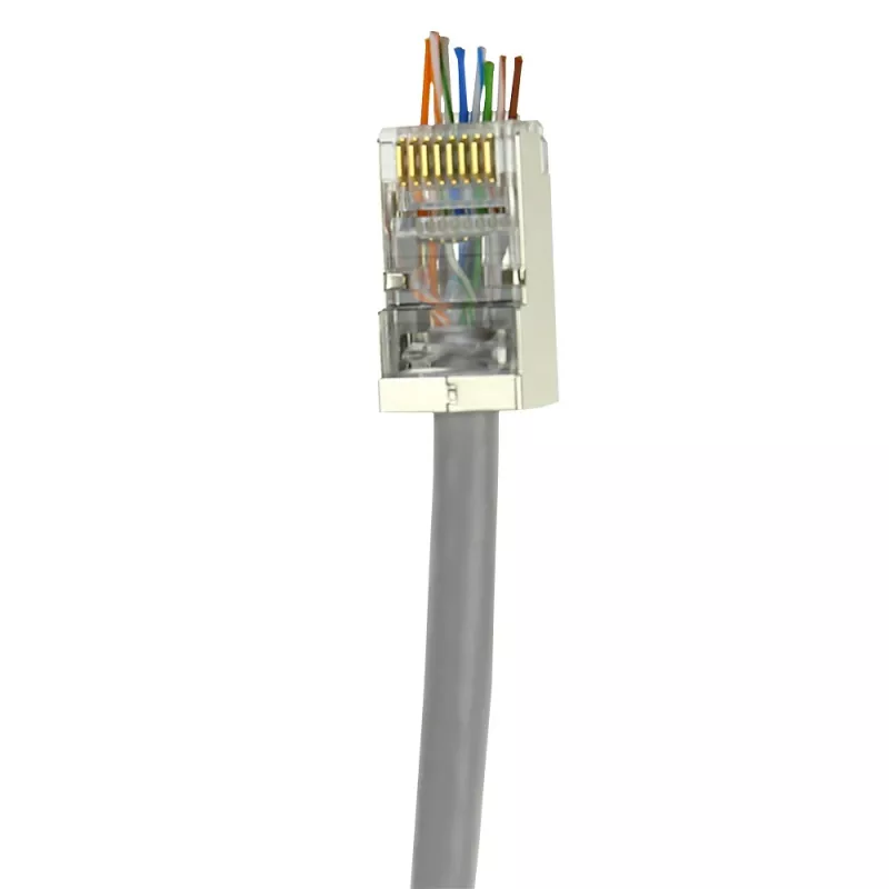 ACT RJ45 (8P/8C) CAT6 Easyconnect ekranēts modulārais savienotājs apaļajam kabelim ar cietiem vai savītiem vadiem