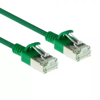 ACT Green 5 metru LSZH U/FTP CAT6A plānveida datu centra kabelis ar RJ45 savienotājiem, bezāķa