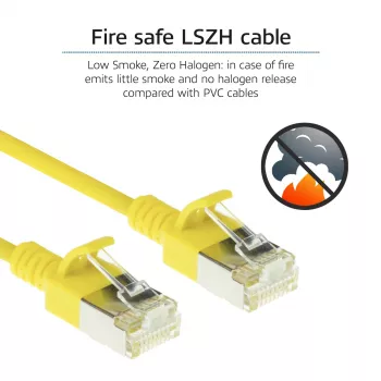 ACT Dzeltenais 1,5 m LSZH U/FTP CAT6A datacentra tievais patch kabelis ar snagless RJ45 savienotājiem