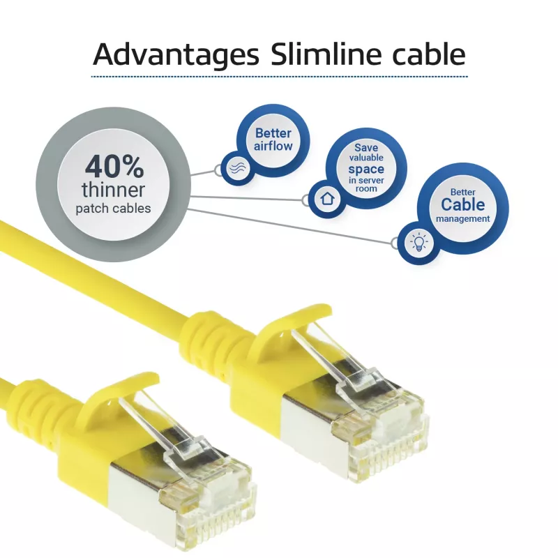 ACT Dzeltenais 1,5 m LSZH U/FTP CAT6A datacentra tievais patch kabelis ar snagless RJ45 savienotājiem