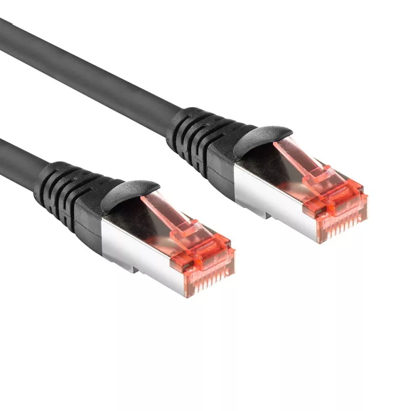ACT Black 20m CAT6A U/FTP PVC augstas elastības bezsapīšanās lāpīšanas kabelis ar RJ45 savienotājiem