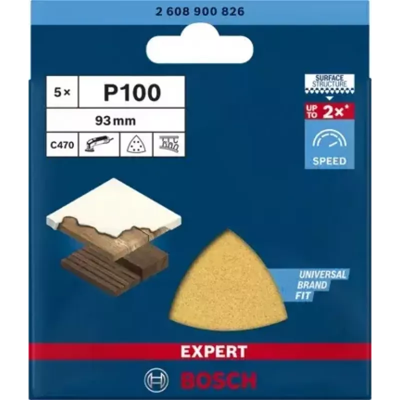 Bosch 2 608 900 826 slīpēšanas lapa koksnei, 93x93 mm, 5 gab.