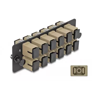 DeLOCK Šķiedru optikas adapteru panelis SC Simplex OM1 OM2 12 Ports Bēšs