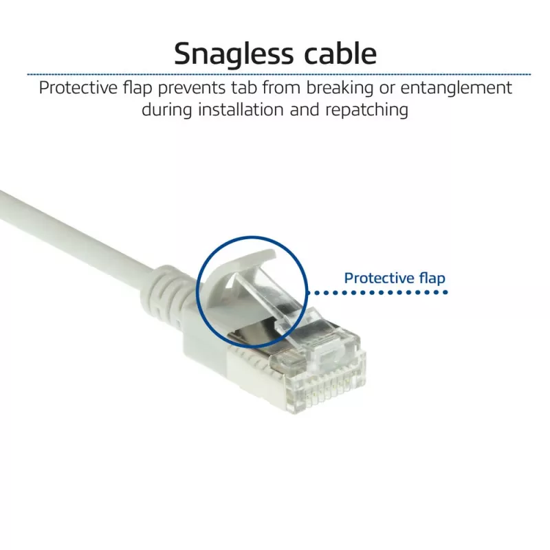 ACT Grey 7m LSZH U/FTP CAT6A datacenter plāns savienojuma kabelis ar snagless RJ45 savienotājiem
